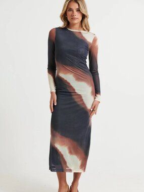 BRONZE SNAKE Amaya Midi Dress Mars NWT